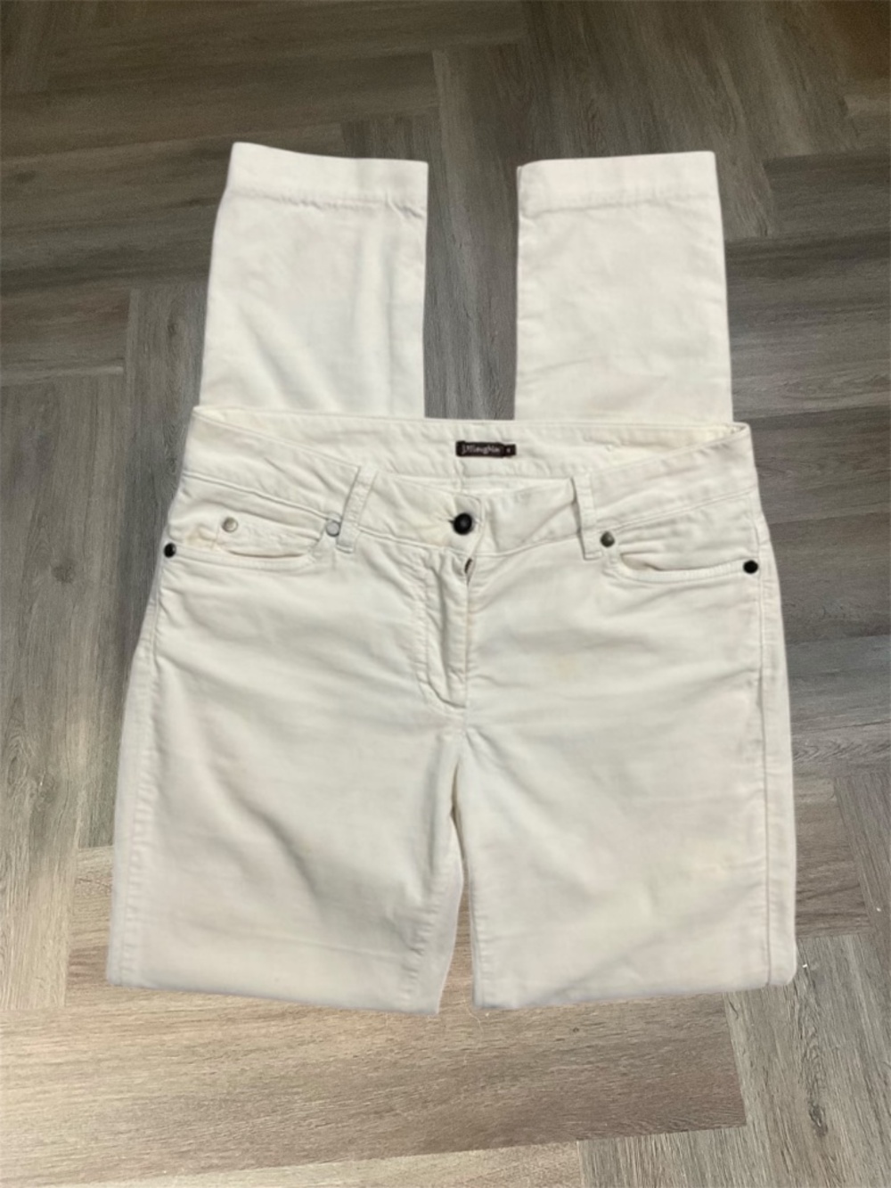 J‎ McLaughlin Slim Straight Soft Cotton Pants Womens 4 Cream Jean Cut Classic